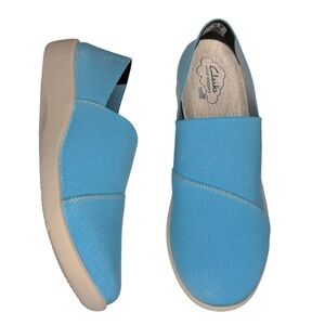 Clarks cloudsteppers Sillian Firn turquoise blue slip on loafers women’s 7.5 W